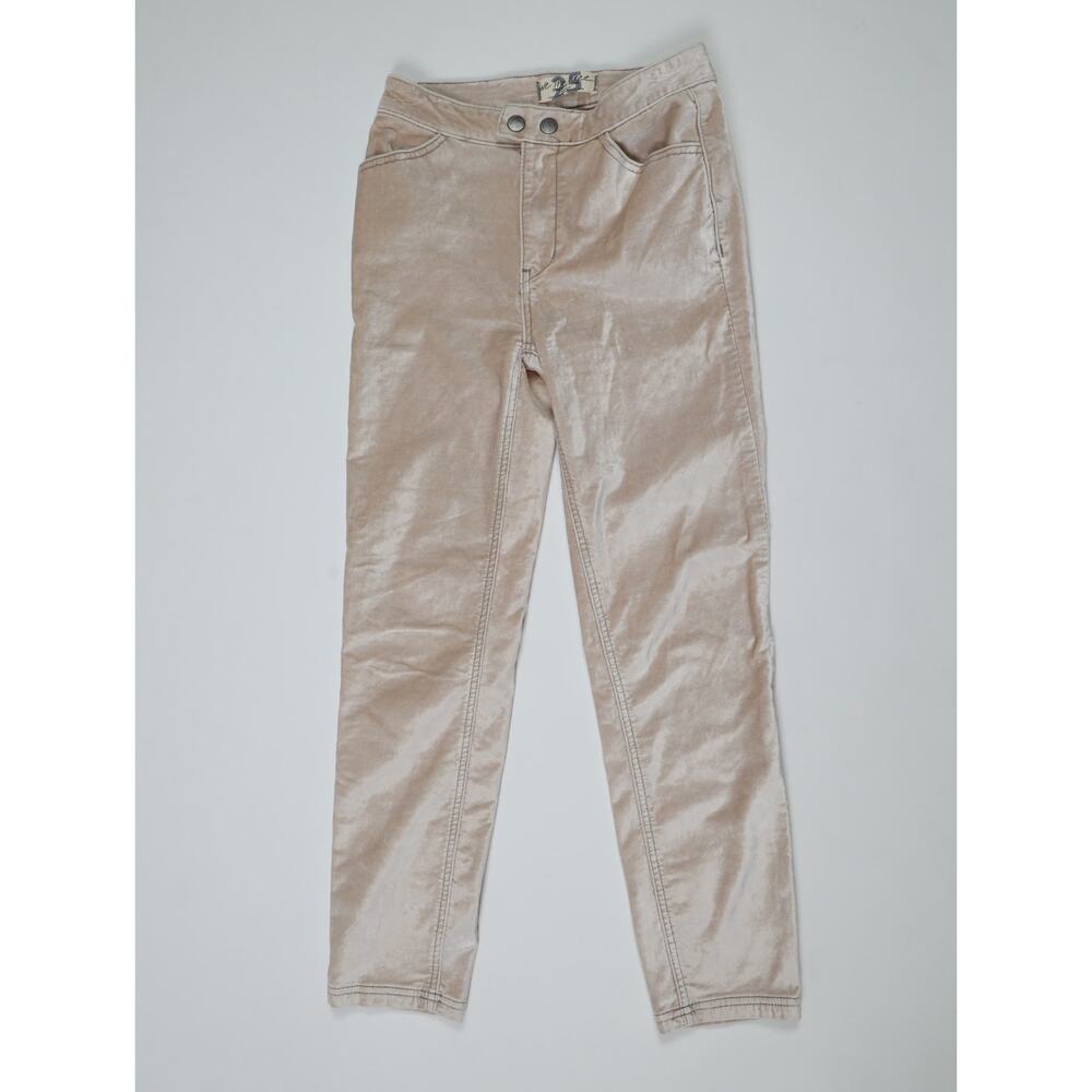 Free People Sweet Jane Velvet Pants 25 Champagne Straight Leg Boho Glam - Picture 3 of 13